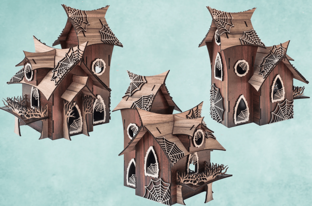 Laser cut 3D halloween houses