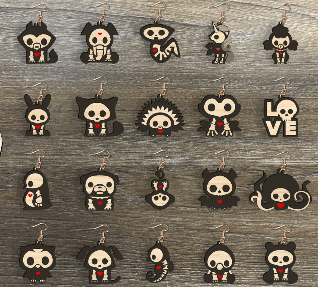 cute skeleton earrings of animals