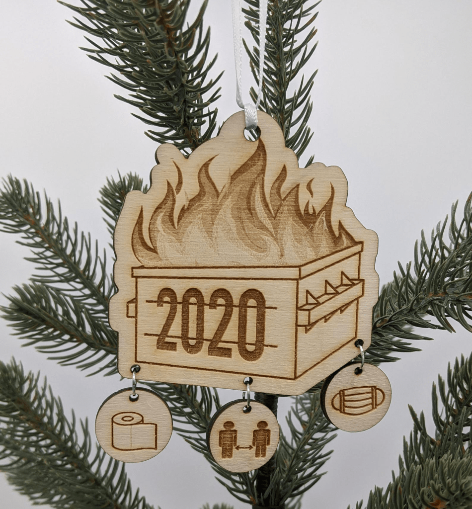 Dumpster fire holiday ornament 2020