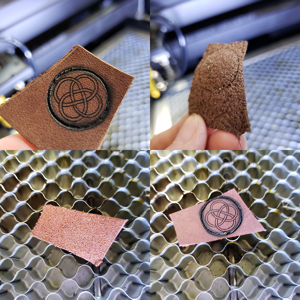 Failed cuts through leather on a laser cuttter