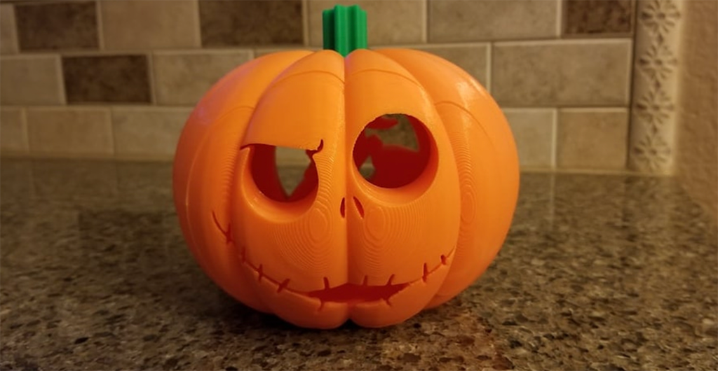 3D printed jackolantern with snap on interchangeable faces