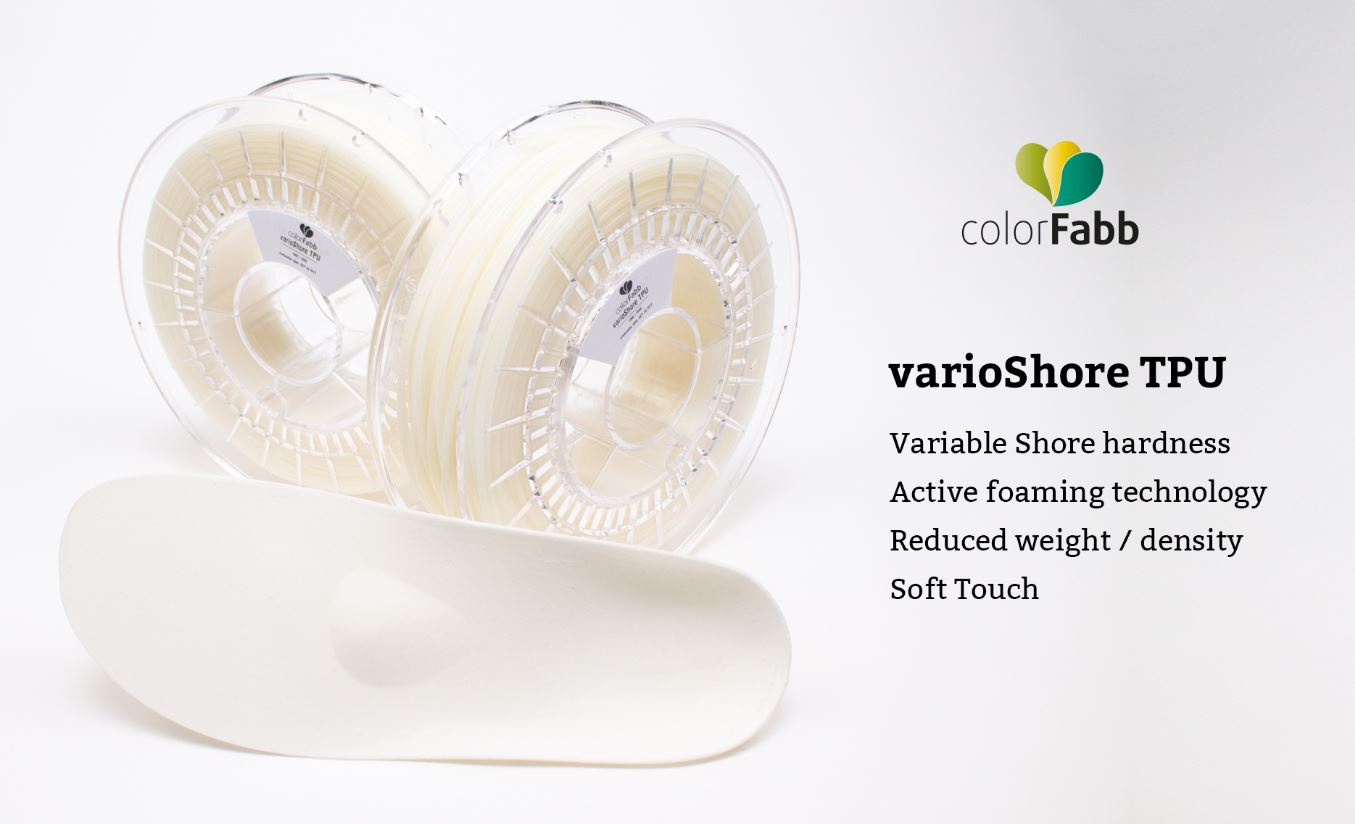 Colorfabb variShore TPU used to 3D print a shoe insert