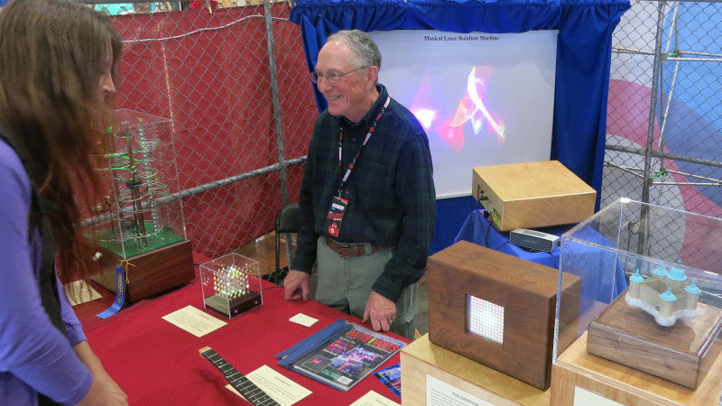 Dr Vic Chaney at the MakerFaire with his creations