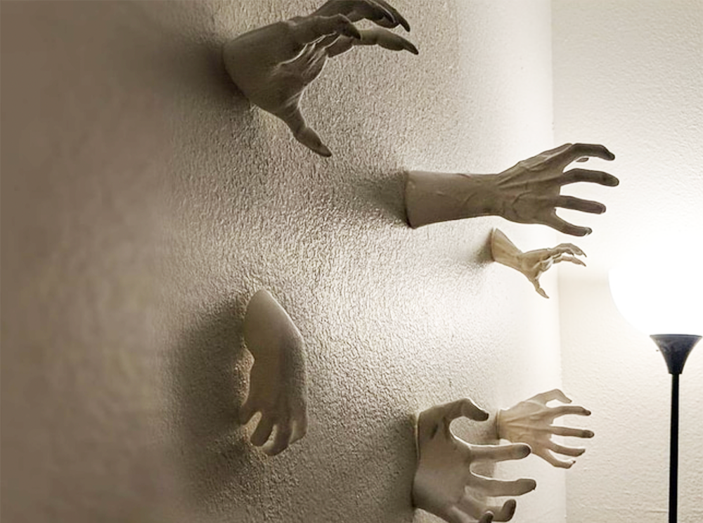 3D printed creepy hands coming out of the wall for halloween decorations