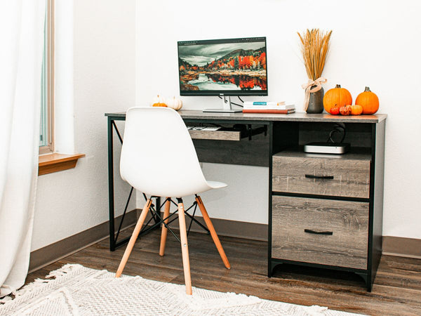 computer desk office desk with keyboard tray and two removable drawers