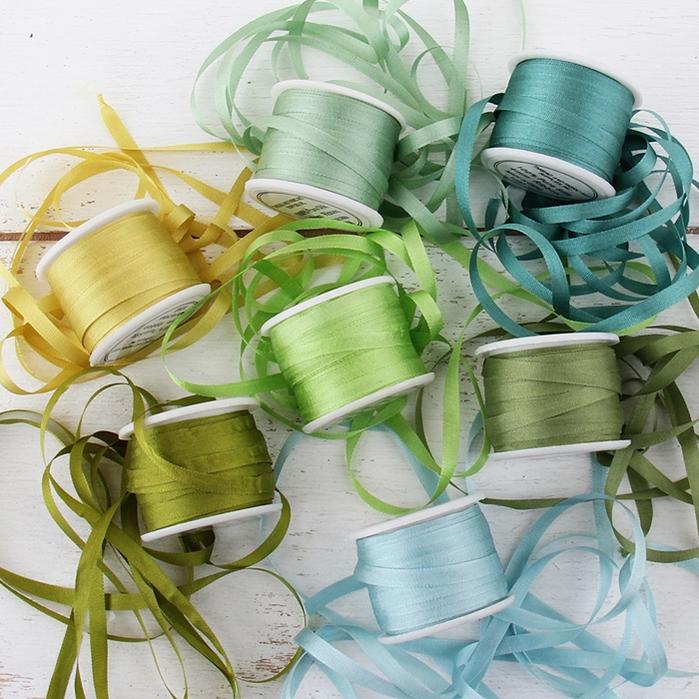 1/8 Silk Ribbon, 5 Spool Collection (Nile Green, Dark Sage, Sage Gree –  Blanks for Crafters