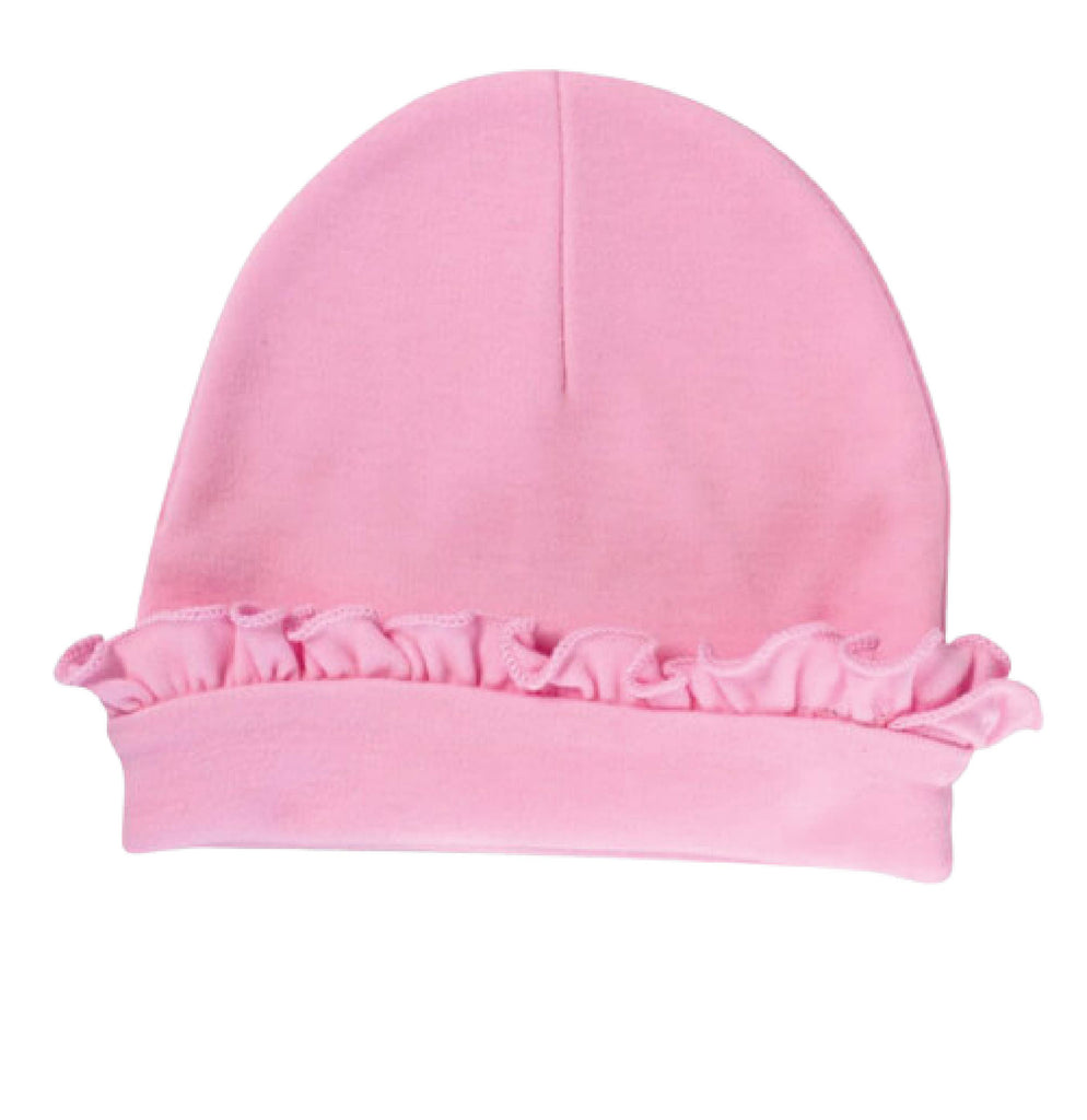 Sublimation Baby Beanie Hat with Ruffle Trim (Pink), 65% Polyester / 3 ...