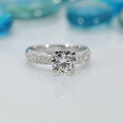 fire and brilliance moissanite shoulder ring