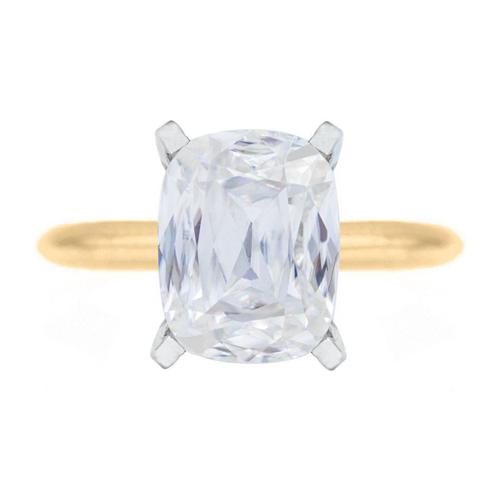 A Cute Cut Cushion Heirloom FAB Moissanite 4 Prongs FANCY Solitaire Ring