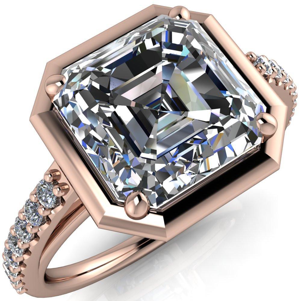 Chantel Asscher Moissanite 4 Prong Illusion Setting Engagement Ring