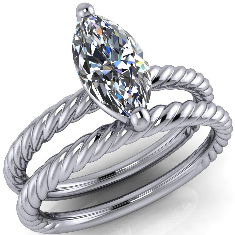 Chaya Marquise Moissanite High Set 4 Prong Elegant Rope Ring