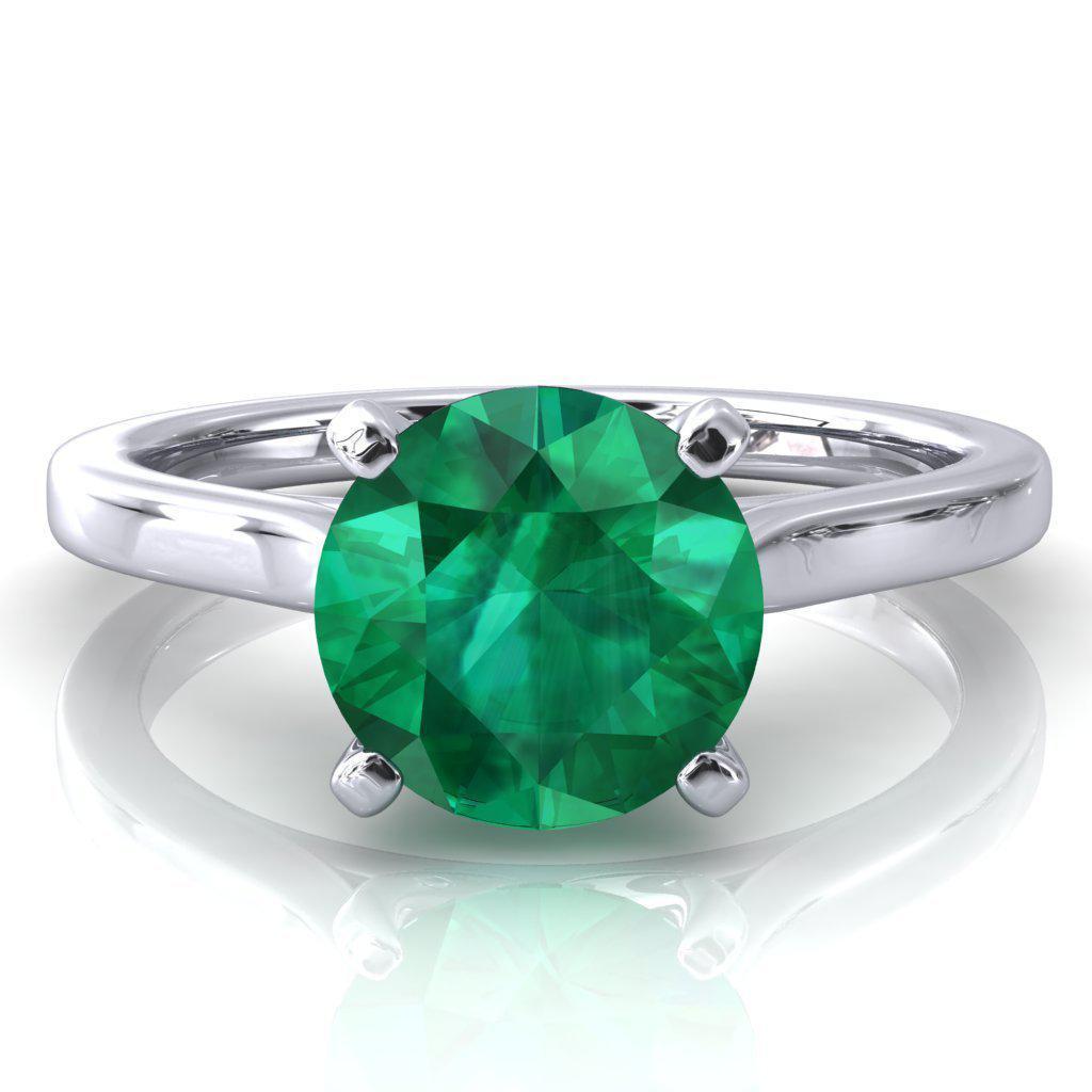 Darci Round Emerald 4 Prong Cathedral Solitaire Engagement Ring