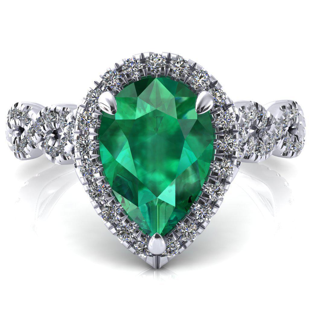 Delaney Pear Emerald Halo Diamond 3/4 Infinity Eternity Ring