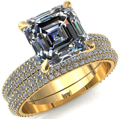 Square Radiant Cut Diamond Accent Engagement Ring IGI 14K White Gold - Ruby  Lane