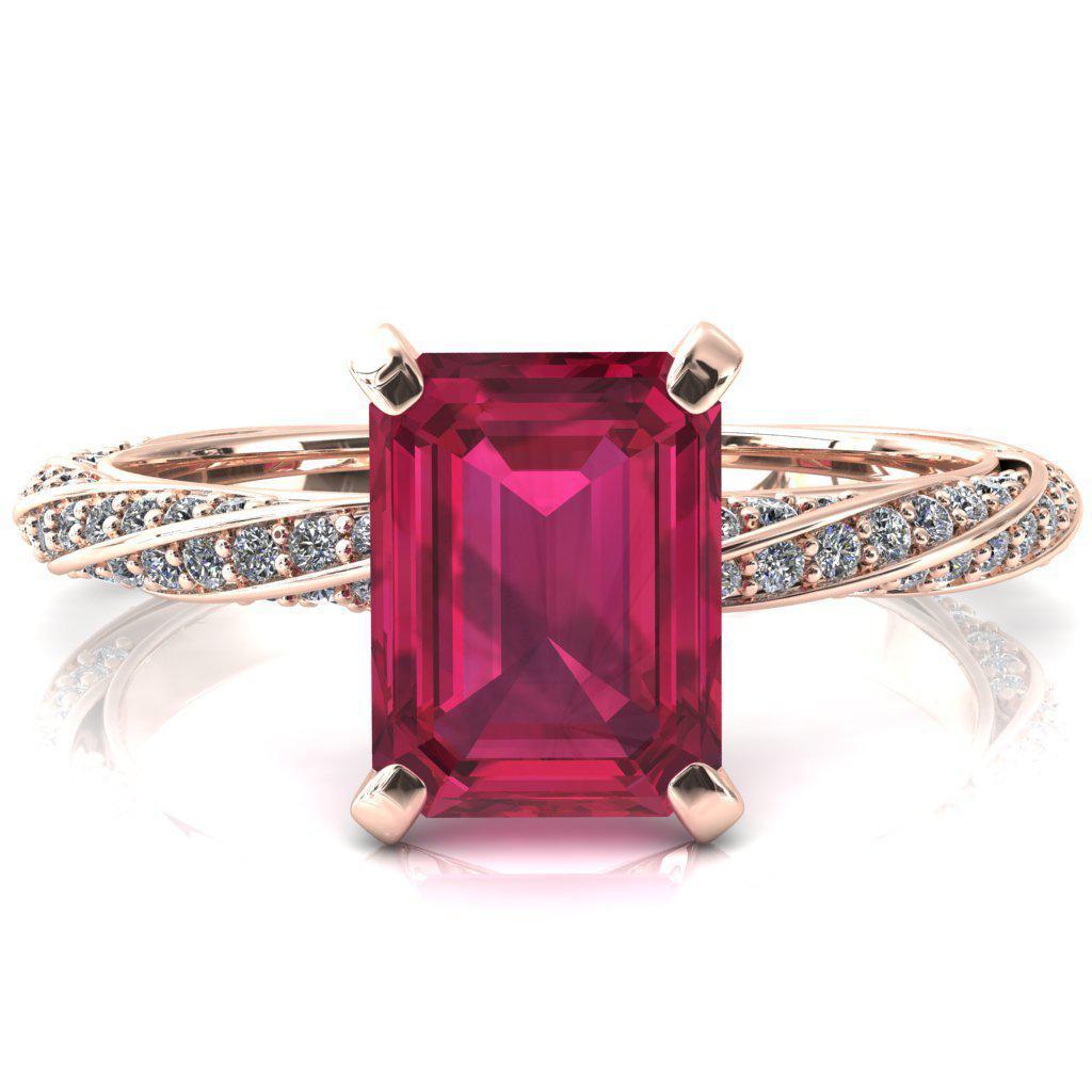 Elysia Emerald Ruby 4 Prong 3/4 Eternity Diamond Accent Ring