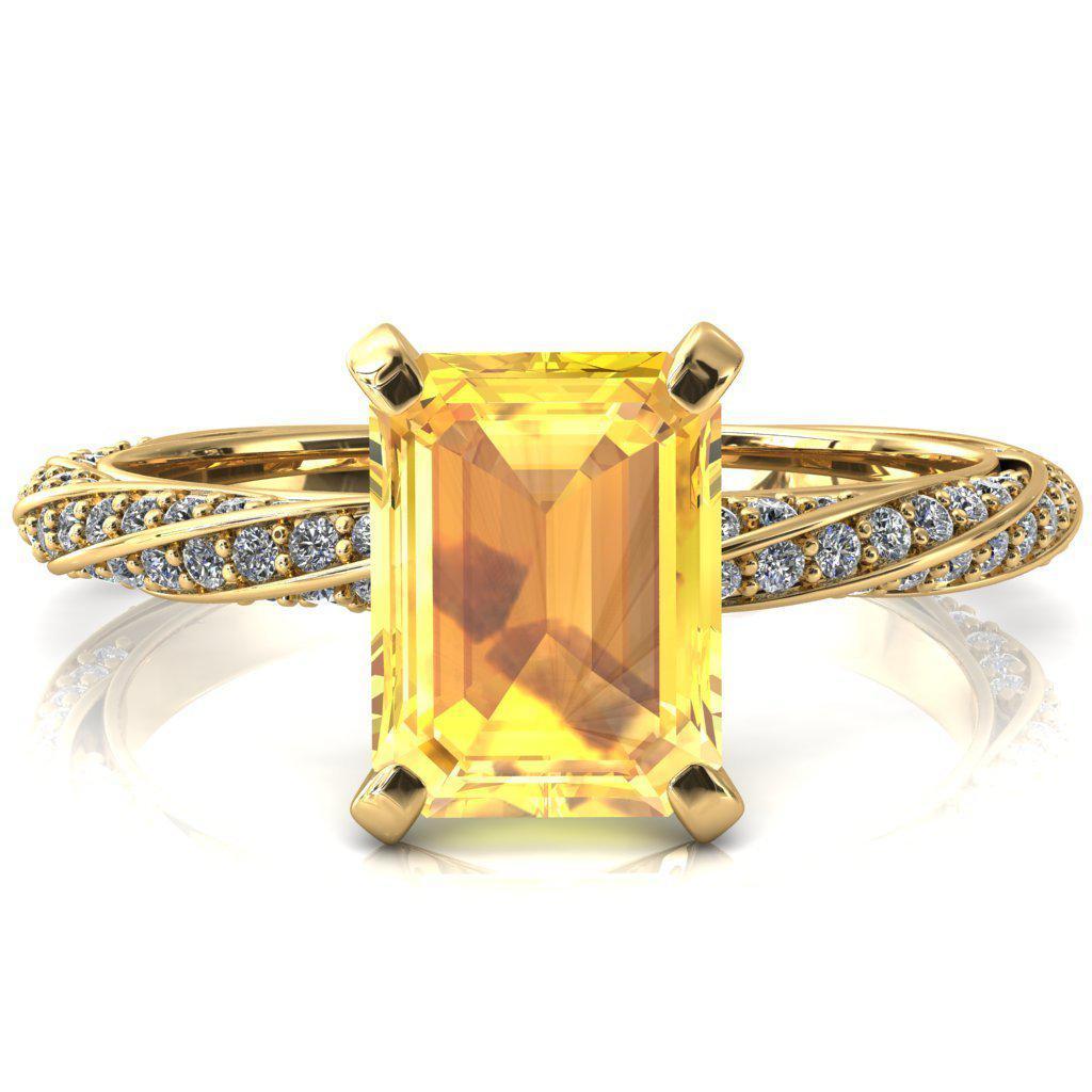 Elysia Emerald Yellow Sapphire 4 Prong 3/4 Eternity Diamond Accent Ring