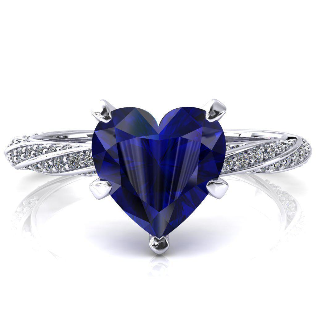 Elysia Heart Blue Sapphire 5 Prong 3/4 Eternity Diamond Accent Ring