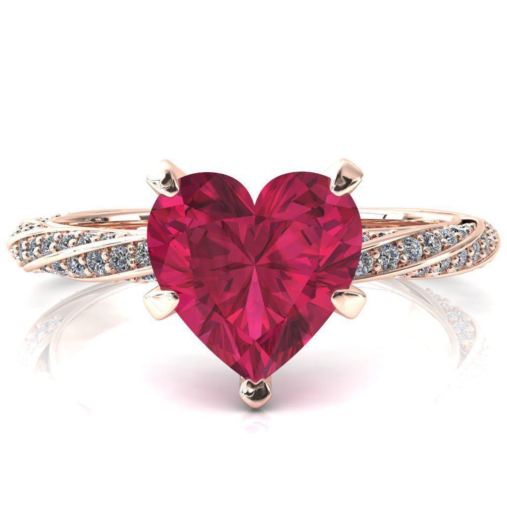 Elysia Heart Ruby 5 Prong 3/4 Eternity Diamond Accent Ring