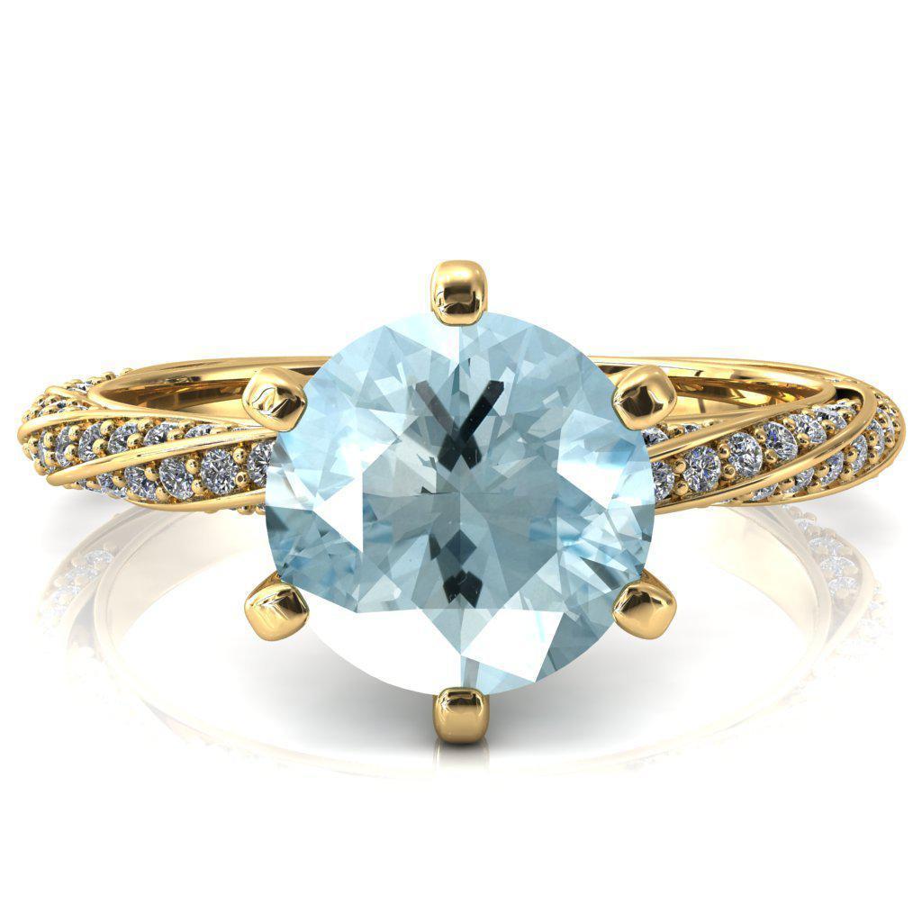 Elysia Round Aqua Blue Spinel 6 Prong 3/4 Eternity Diamond Accen
