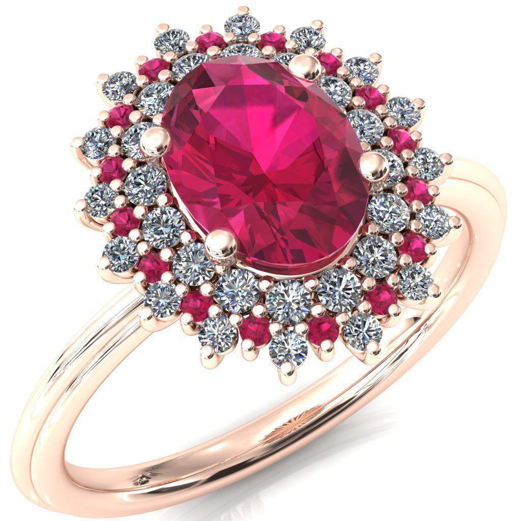 Eridanus Oval Ruby Cluster Diamond and Ruby Halo Wedding Ring ver.1