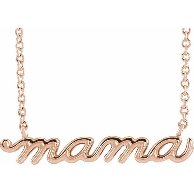 Gold Petite Mama Script 18" Necklace