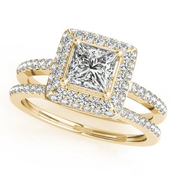 Ira Princess/Square Moissanite Halo Engagement Ring