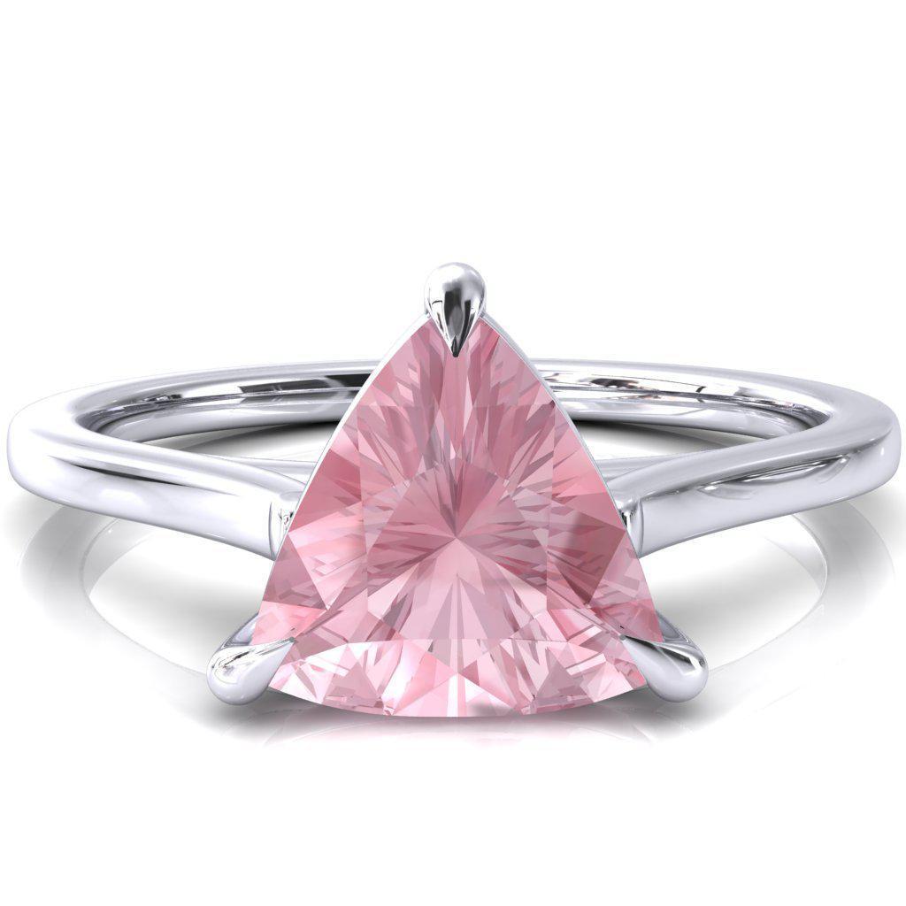 Lizzy Trillion Pink Sapphire 3 Claw Prong Cathedral Engagement Ring