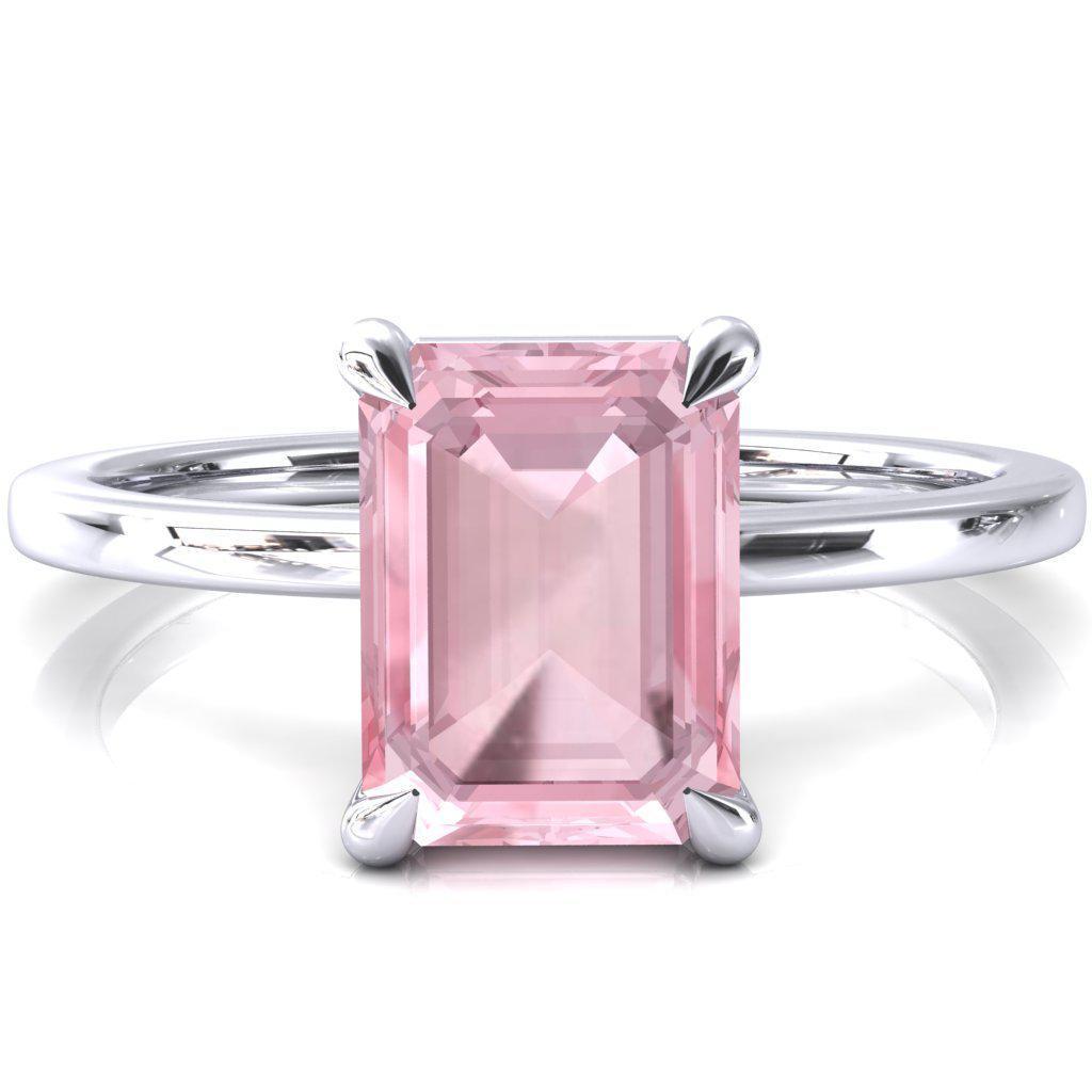 Lyla Emerald Pink Sapphire 4 Claw Prong Single Rail Solitaire Ring