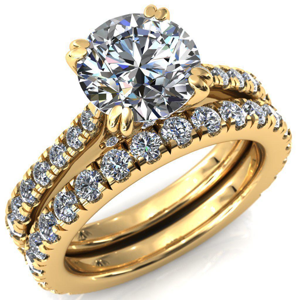 Madelynn Round Center Stone Diamond Side Bridge Cathedral Engagement Ring