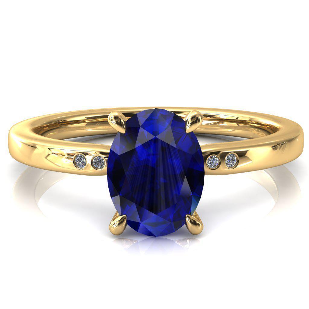 Maise Oval Blue Sapphire 4 Prong Diamond Accent Engagement Ring