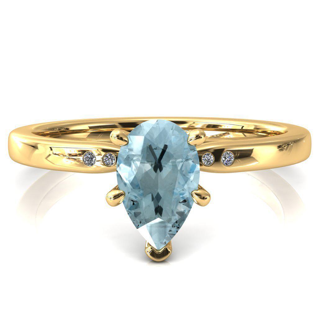 Maise Pear Aqua Blue Spinel 6 Prong Diamond Accent Engagement Ring