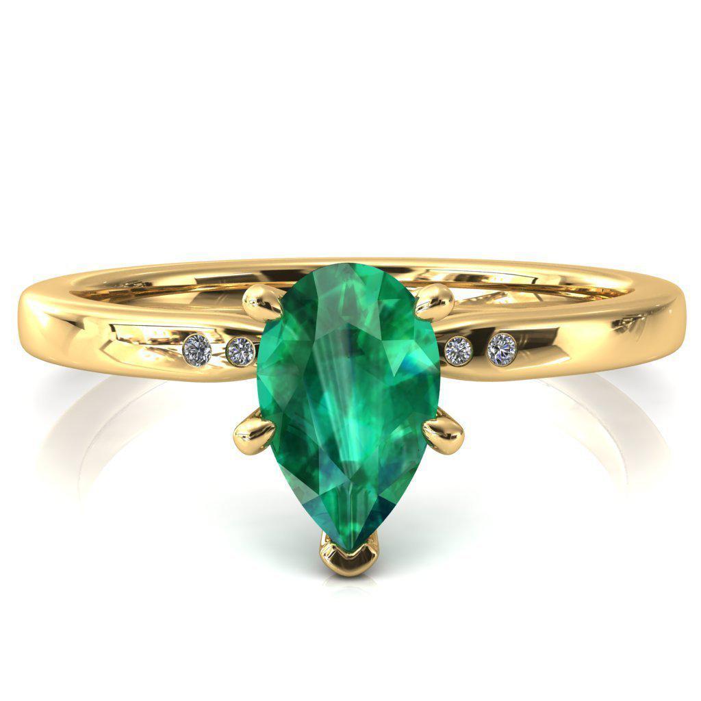 Maise Pear Emerald 6 Prong Diamond Accent Engagement Ring