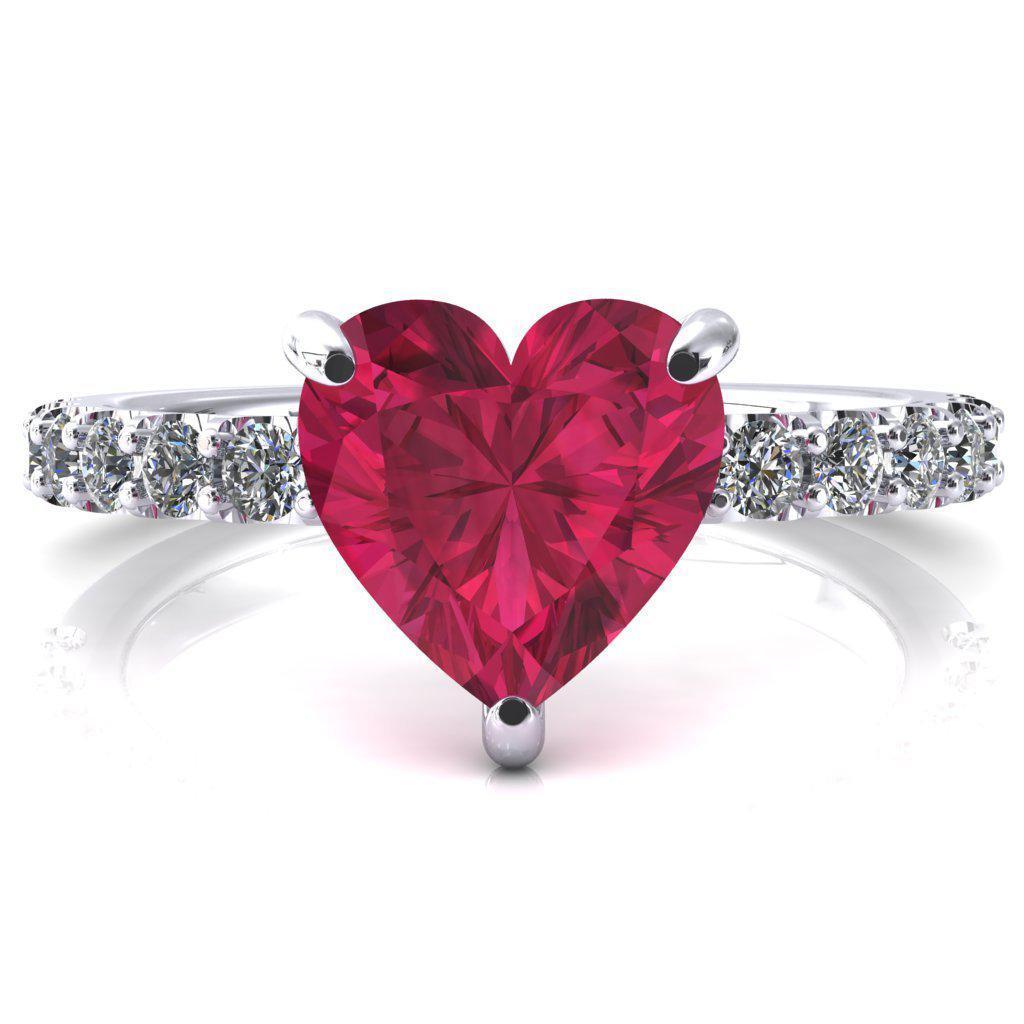 Mylene Heart Ruby 3 Prong Sculptural Half Eternity Diamond Engagement Ring