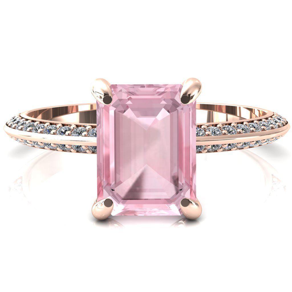 Nancy Emerald Pink Sapphire 4 Prong 1/2 Eternity Diamond Knife Shank Accent Engagement Ring