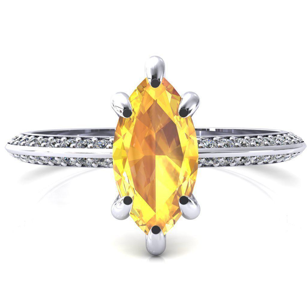 Nancy Marquise Yellow Sapphire 6 Prong 1/2 Eternity Diamond Knife Shank Accent Engagement Ring