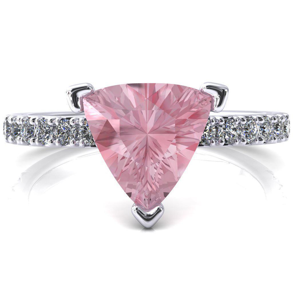 Nefili Trillion Pink Sapphire 3 Prong 5/8 Eternity Diamond French Pave Engagement Ring