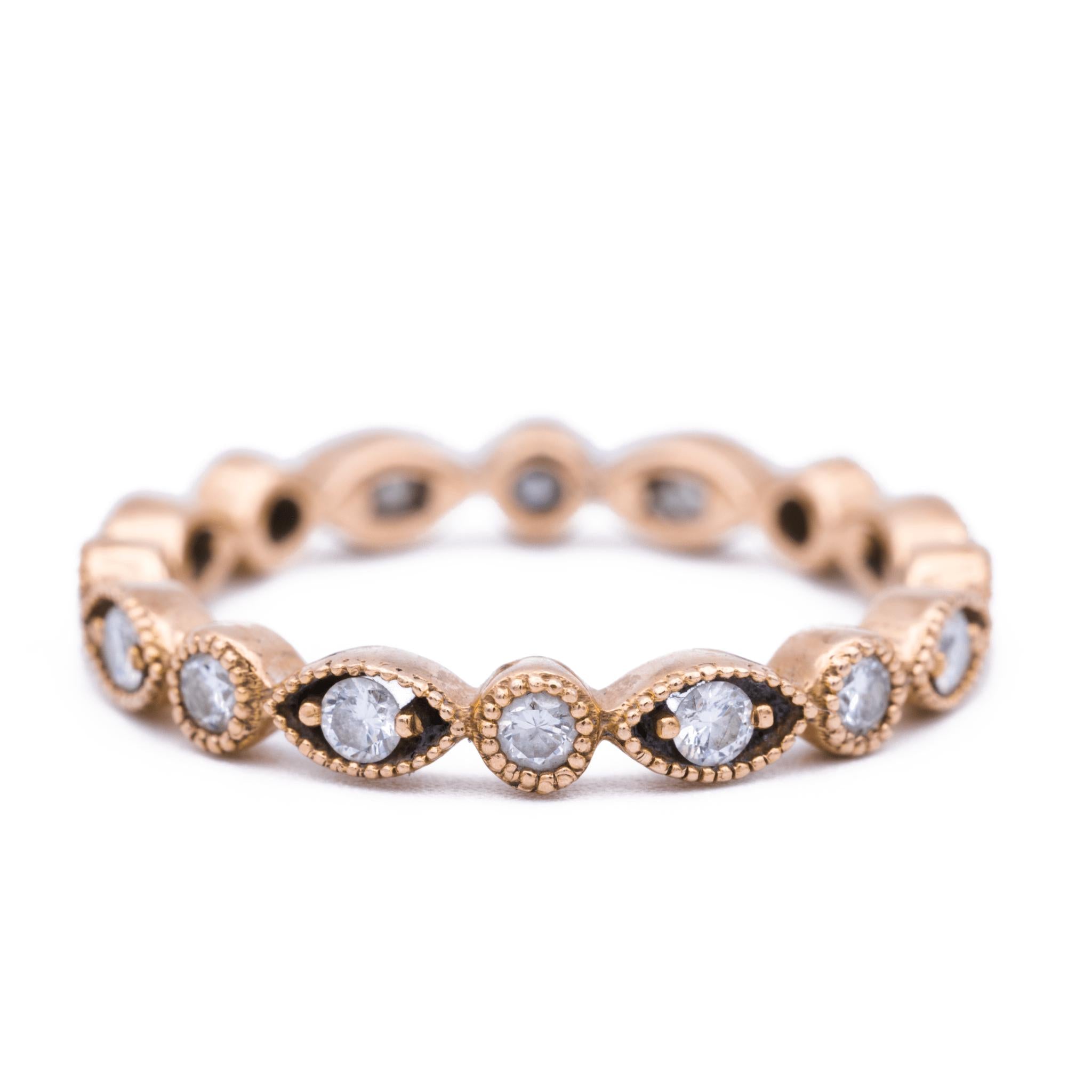 Prestine Trinity Full Eternity Hand Milgrain Beading Diamond Stackable Rings