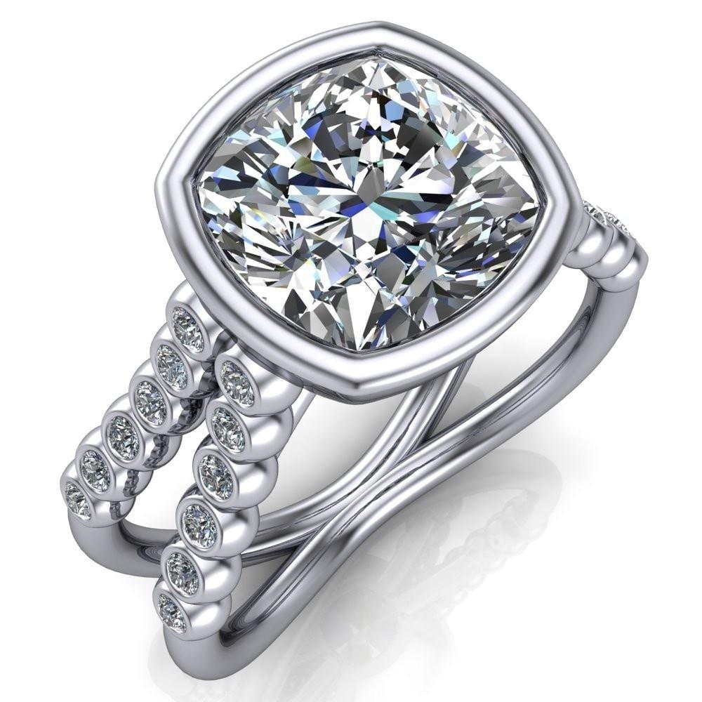 Seanna Cushion Moissanite Full Bezel Double Band Ring