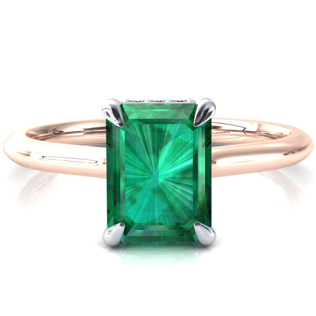 Secret Emerald Emerald 4 Prong Floating Halo Engagement Ring