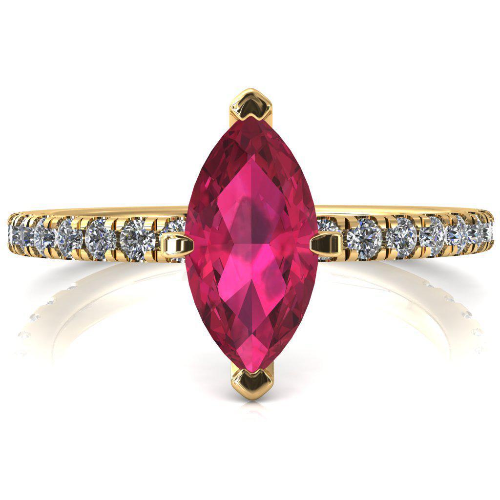 Sicili Marquise Ruby 6 Prong 3/4 Micro Pave Diamond Engagement Ring