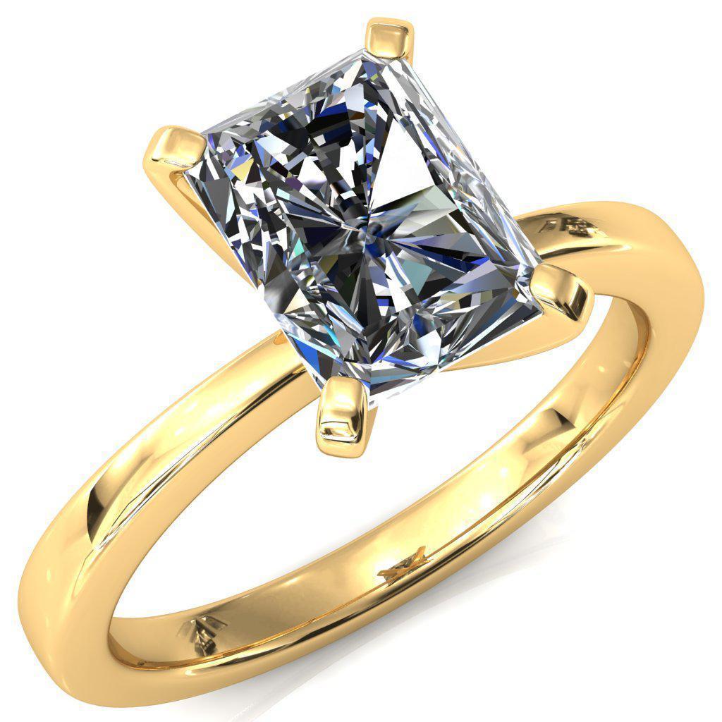 Tessa Radiant Moissanite 4  Prong Pitched Shoulders Solitaire Engagement Ring