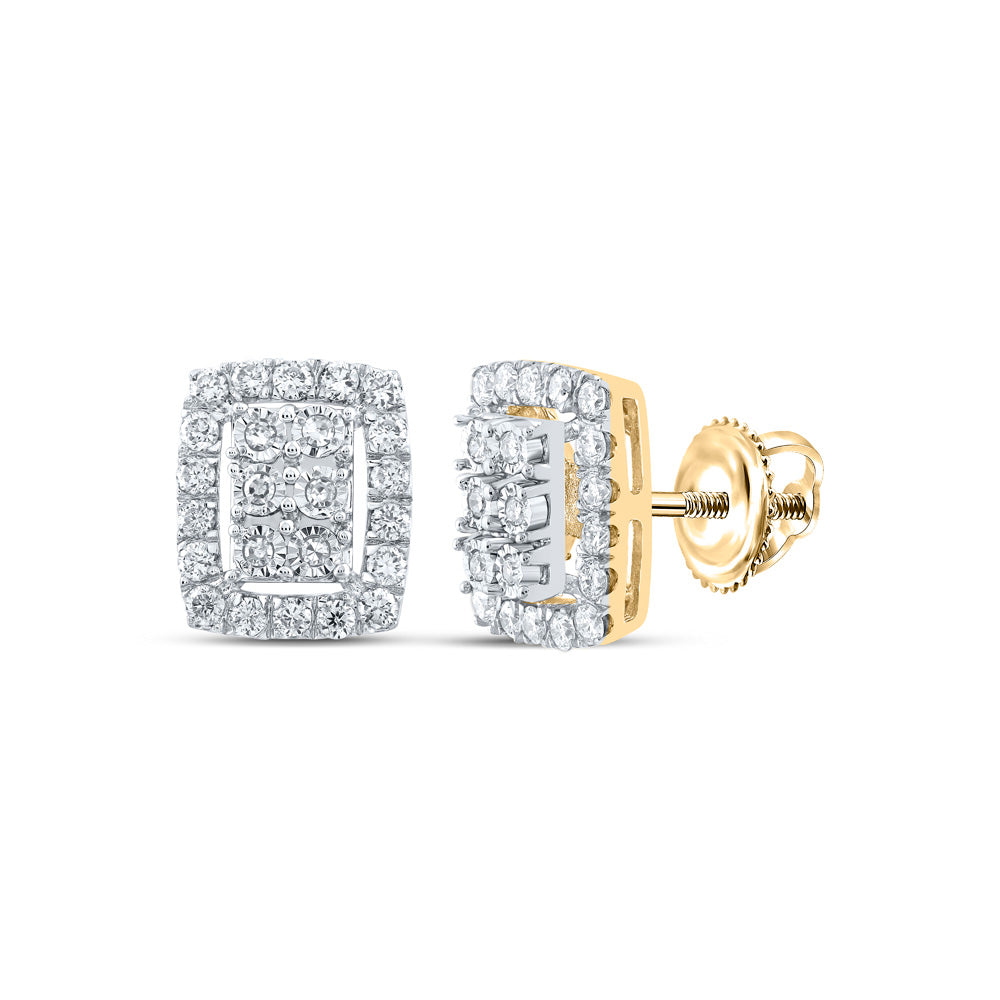 Gold Cluster Earrings 3/8 Cttw Round Natural Diamond Womens