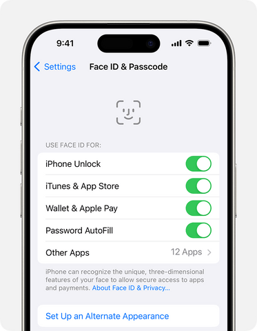 Reset Face ID settings