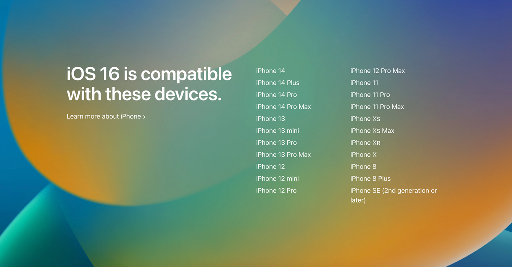iOS 16 compatible models