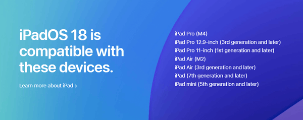 iPadOS 18 Supported Models and Release Date