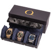 Napa Leather Watch Case for Men - Three Slot Luxury Watch Roll Storage Organizer & Display