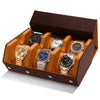 Napa Leather Watch Case - Six Slot Luxury Watch Roll Storage Organizer & Display