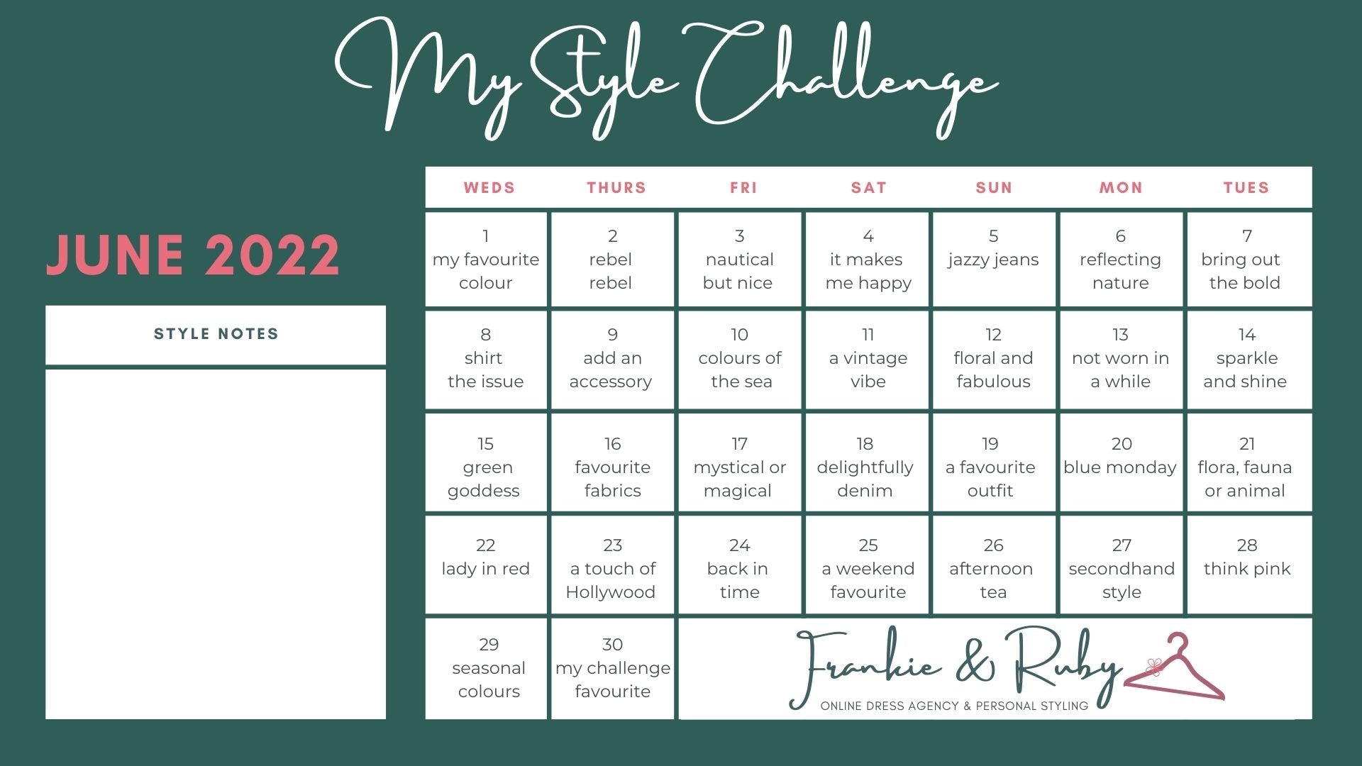 June style challenge planner 2022