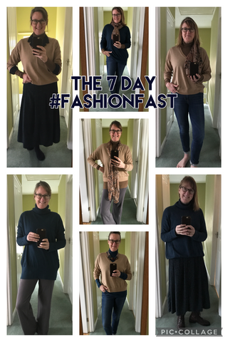 Seven different outfits from the fashion fast capsule wardrobe challenge