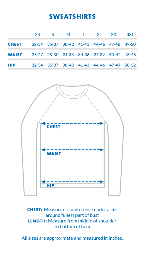 Unisex Sweater Size Chart